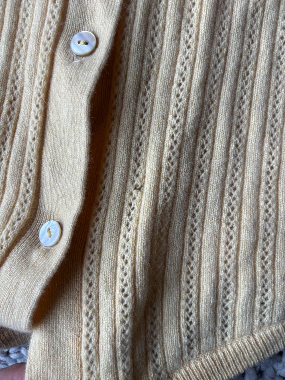 Butter Yellow Ribbed Button-Front Women's Cardigan - Picture 4 of 4